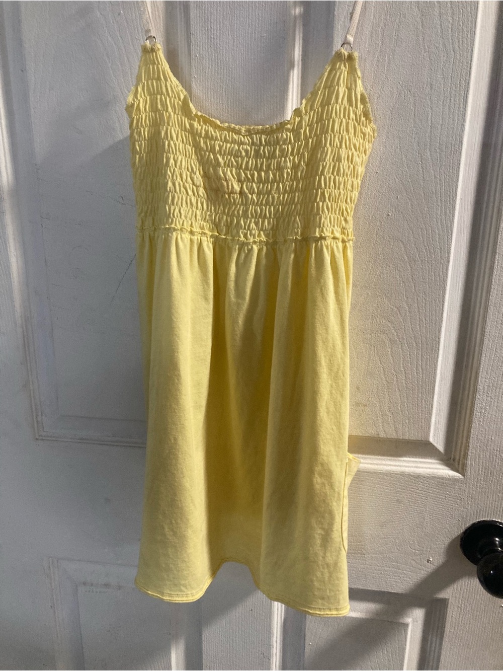Girls' Yellow Smocked Casual Sundress with Spaghetti Straps